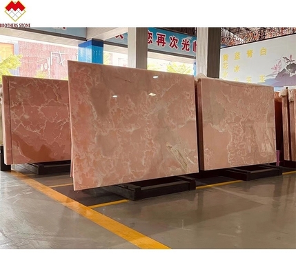 Große Platte Pink Onyx Stein Durchsichtig Dünn Rose Rosa Jade Quarz für Villa Wand Boden