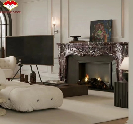 Innenfläche mit Steinmantel für modernen Violett-Marmor-Kamin