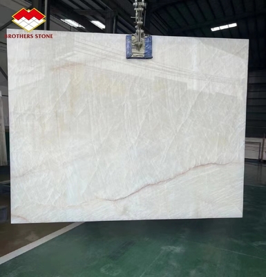 Luxus ICE AGE Jade Onyx Naturmarmorstein Transparent Weißkönigliche Onyx Fliesen Für Wanddekoration