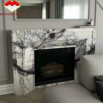 Moderne Mini Handgefertigte Mantel Kunst Skulptur Bogen Französisch New York Marmor Innenraum Duft Schnee Pflaume Kamin Umgeben