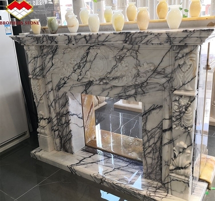 Moderne Mini Handgefertigte Mantel Kunst Skulptur Bogen Französisch New York Marmor Innenraum Duft Schnee Pflaume Kamin Umgeben