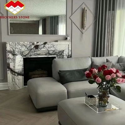 Moderne Mini Handgefertigte Mantel Kunst Skulptur Bogen Französisch New York Marmor Innenraum Duft Schnee Pflaume Kamin Umgeben