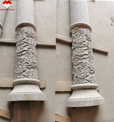 Amerikanischer Stil Granit Marmor Abdeckung Säule Schnitzerei Hohle runde Säule bei Yunfu Verkauf