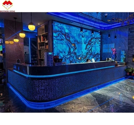 Blau-Gold-Venen Onyx-Marmor-Slab Durchsichtiges Naturstein-Panel für Innendekoration
