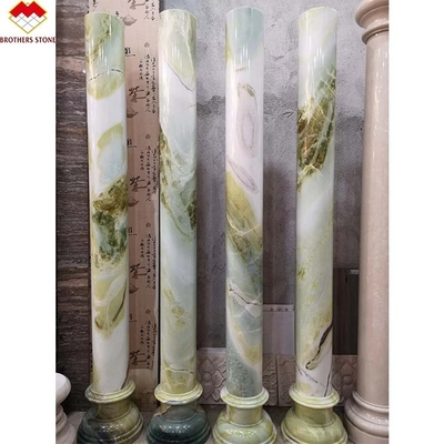 Dekoration Tinte Grün Weiß Venen Marmor Säule Römische Hohlraum 15-30mm Dicke