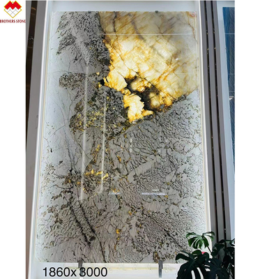 Brasilianische durchsichtige Alpinus Granit Super Kristall exotische natürliche Hintergrundbeleuchtung Patagonien Quarzit Stein Wandplatte