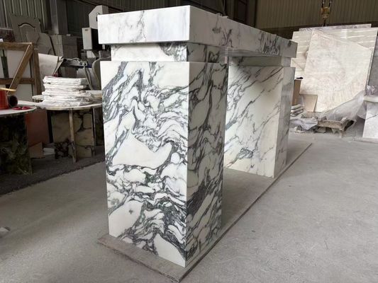 Luxusmoderne Innenhalle Rechteck Eingangskonsole Tisch Marmor Polnisch Italien Arabescato Marmor Plinth Stand Marmor