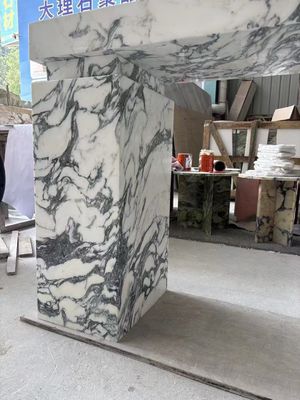 Luxusmoderne Innenhalle Rechteck Eingangskonsole Tisch Marmor Polnisch Italien Arabescato Marmor Plinth Stand Marmor