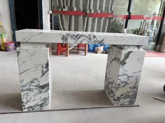 Luxusmoderne Innenhalle Rechteck Eingangskonsole Tisch Marmor Polnisch Italien Arabescato Marmor Plinth Stand Marmor