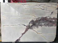 Ungeordnete Linien Hoar-Stein-Platte deckt Wand-Boden-weißen Marmor mit grauer Ader mit Ziegeln