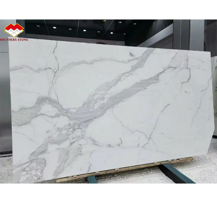 Modernes Design Italien Weiße Calacatta Marmorplatte für Küchentisch und Wandplatte