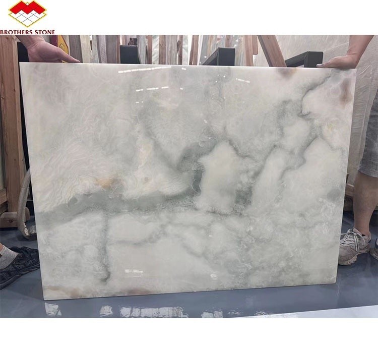 Gold und Blau Onyx Marmorstein für den Hotelboden Luxus Naturstein Jade Slab Design