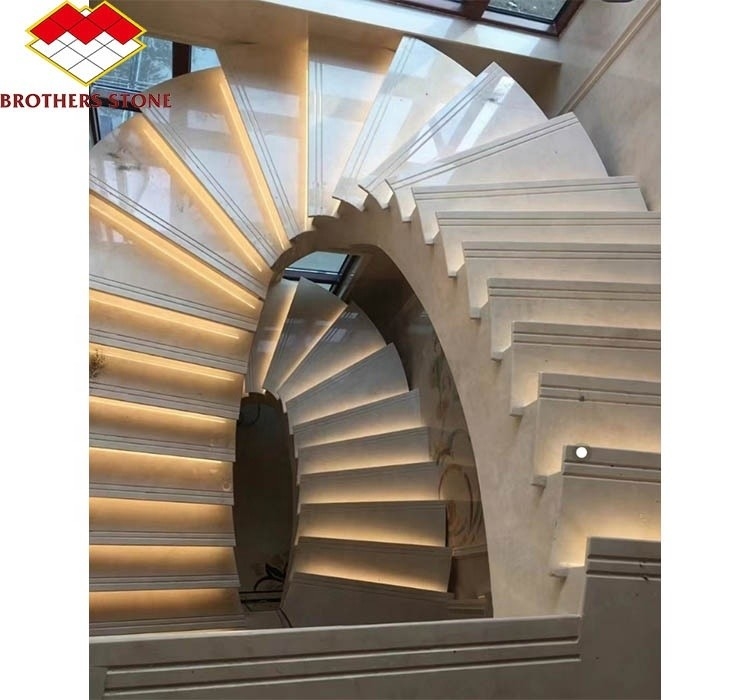 Marmortreppe und Fliesen moderner europäischer Stil für Naturstein-Innenarchitektur