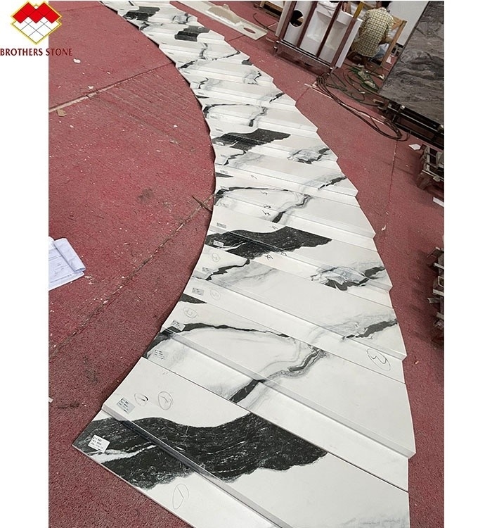 Maßgeschneiderte Qualität Waschbecken Innenraum Treppe Design Panda Weiß Marmor Aussehen Porzellanfliesen