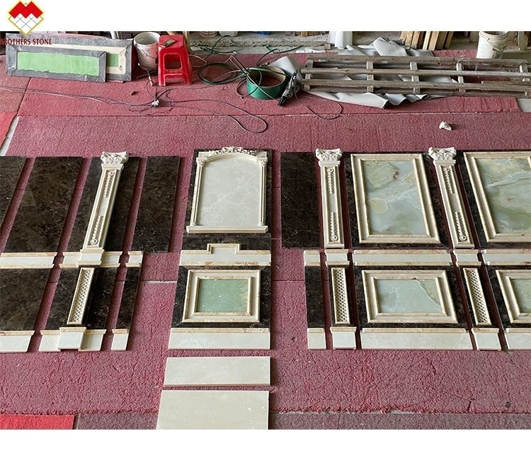 Polstercreme Beige Grün Onyx Marmor Wandverkleidung Modernes Design für Villa Hintergrund