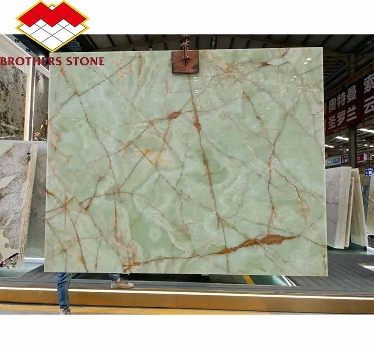 Exquisite Saphir Grün Onyx Marmor Jade Steinplatte für Wohnzimmer Speisesaal Schlafzimmer