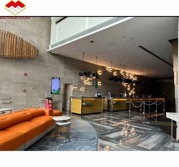 Moderne Naturstein Marmorböden Wandfliesen in geschliffener Veredelung für Hotel-Upgrade 2024