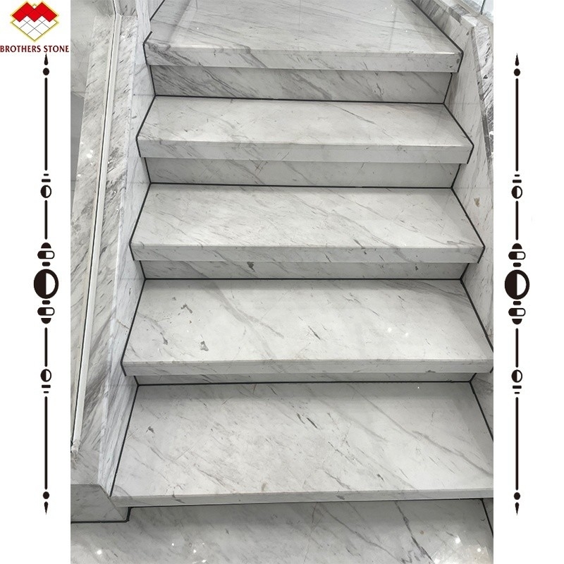 Einfache Installation Luxus Weißstein Volakas Marmortreppe für Hoteldekoration