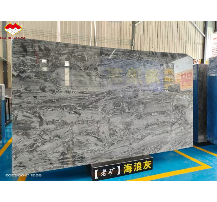 Custom Modern Polstered Wave Grau Marmor Board für Hotel Wandplatten Boden Design Stil