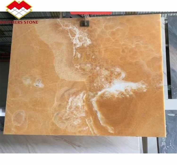 Oberflächenveredelung Poliertes Design Hintergrundlicht Orange Jade Stein für Becken und Esstisch
