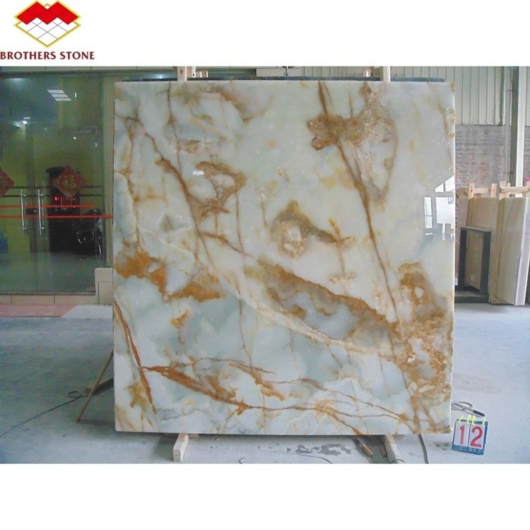 15-18 mm Dicke Marmor-Agatfliesen und goldene Saphir-Slab für die Innendekoration