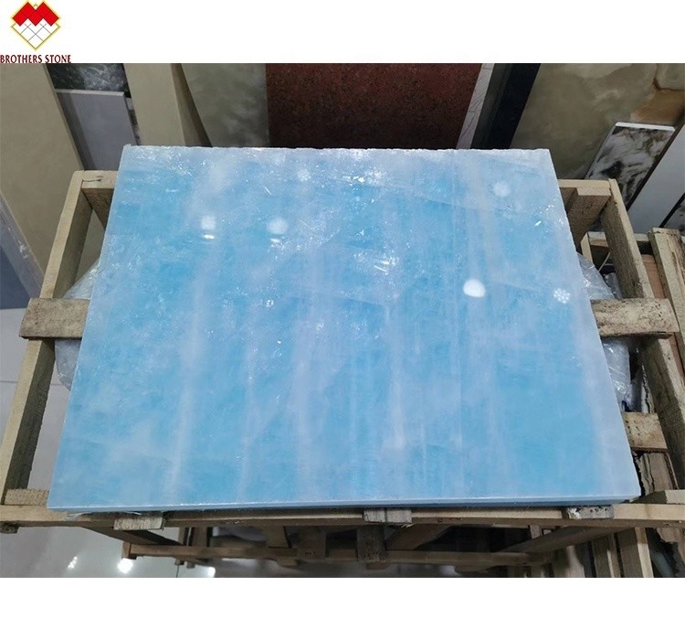 Schöne Hintergrundbeleuchtung Blau Kristall Onyx Platte perfekt für moderne Wohn- und Hoteldekoration