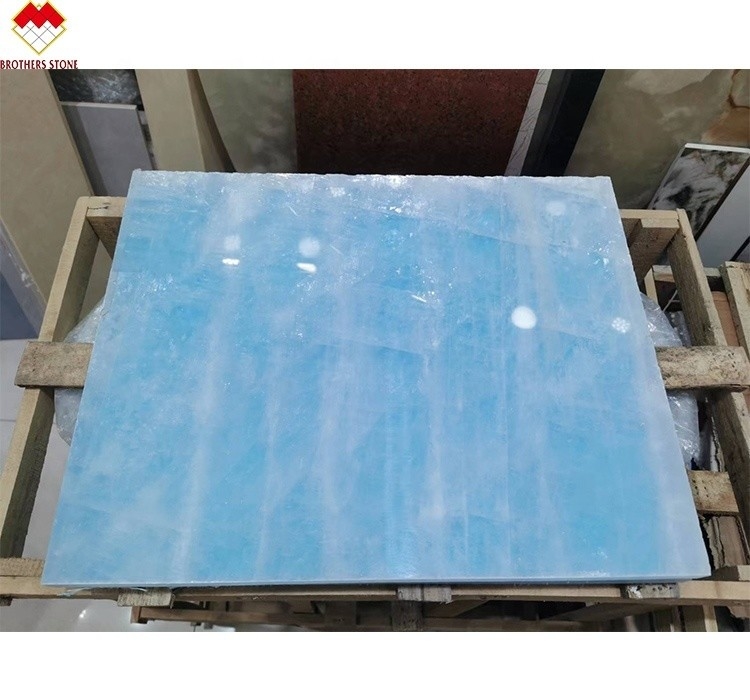 Moderne Fußbodenrevolution Durchscheinende Blaue Jade Onyx Steinfliesen für Wand und Boden