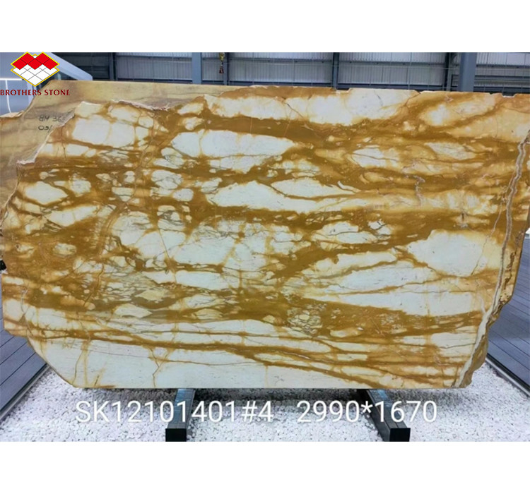 Moderne Design-Stil Italien Luxus-Große Platte Sienna Goldmarmorfliese für Hotelwand und Tisch