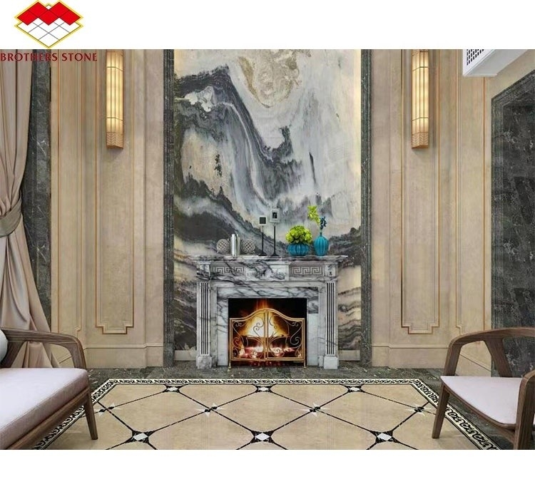 Moderne Mini Handgefertigte Mantel Kunst Skulptur Bogen Französisch New York Marmor Innenraum Duft Schnee Pflaume Kamin Umgeben